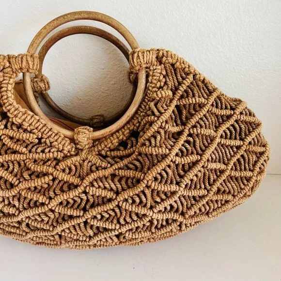 Sold.  Free People Brown Point Break Macrame Multi-Way Bag - Picture 2 of 12